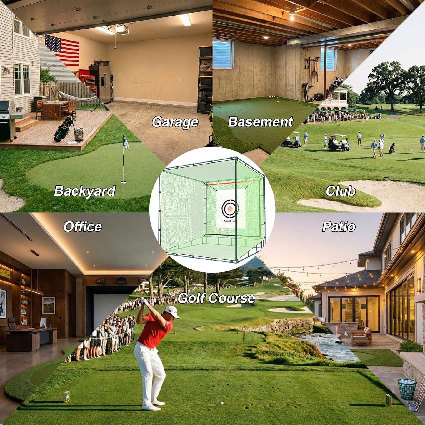 Golf Cage Net with Steel Frame and Target: 10X10X10FT Heavy Duty Practice Net for Backyard Driving & Indoor Driving Range Outdoor Training