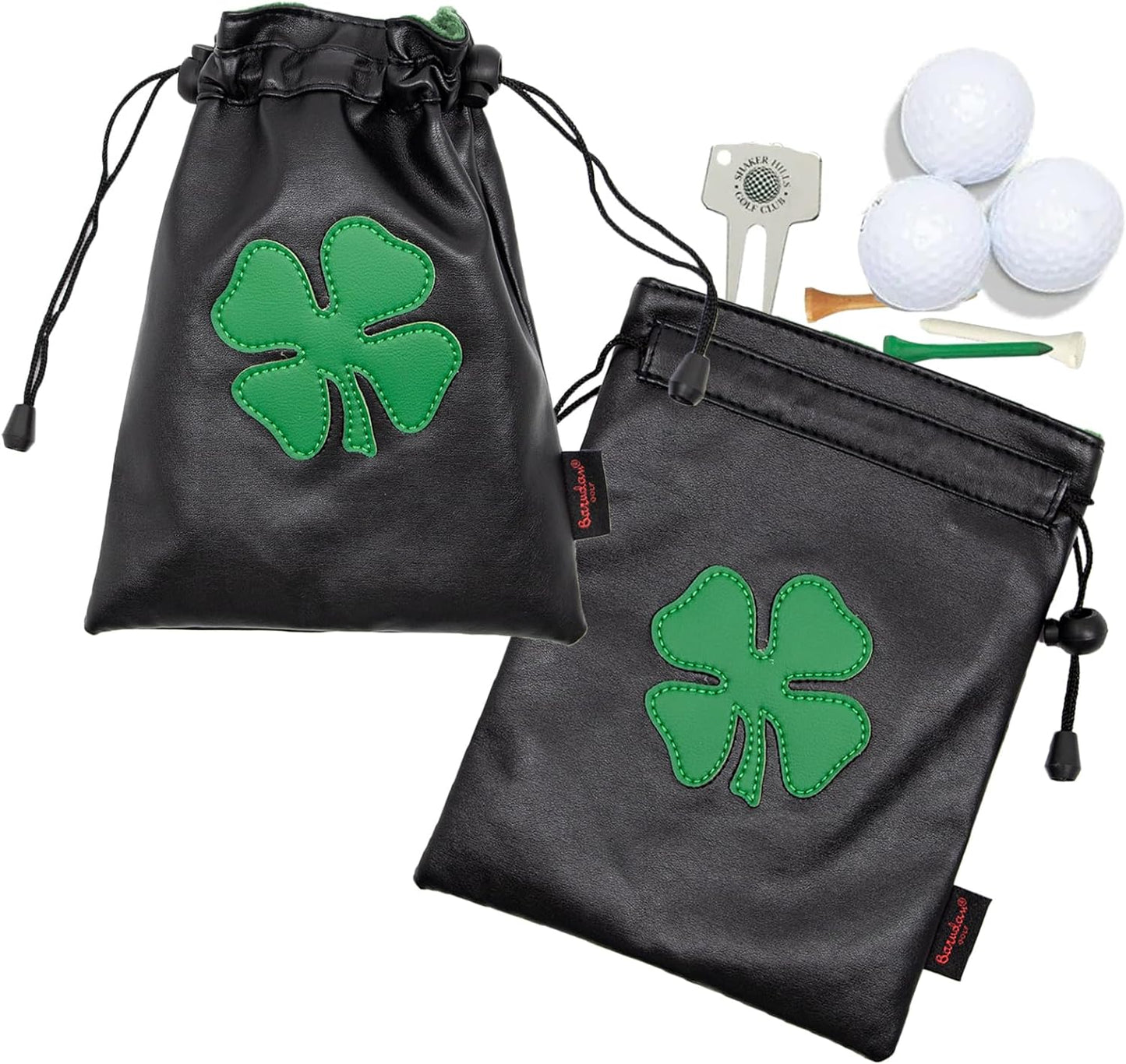 Golf Valuables Pouch,Golf Bag Pouch with Drawstrings Leather Tee Pouchs Bag for Men Women