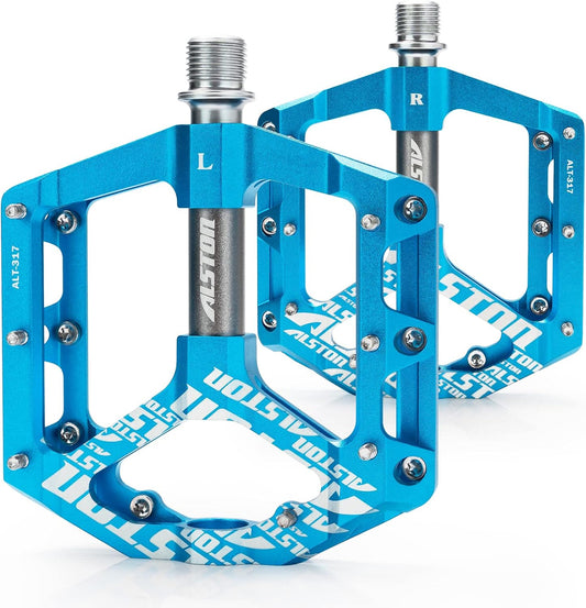 Non-Slip Mountain Bike Pedals,Ultra Strong Colorful Cr-Mo CNC Machined 9/16" 3 Sealed Bearings for Road BMX MTB Fixie Bikes