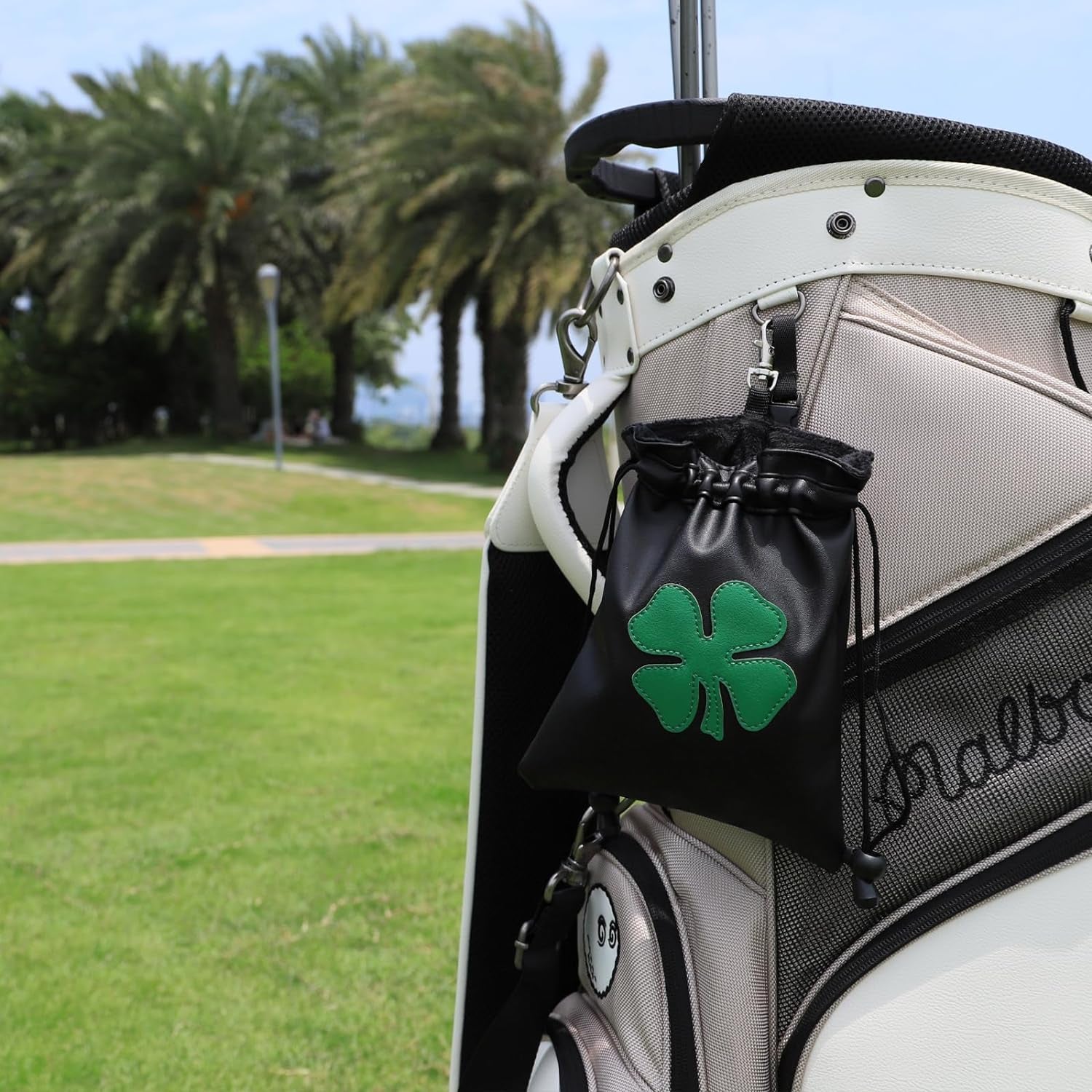 Golf Valuables Pouch,Golf Bag Pouch with Drawstrings Leather Tee Pouchs Bag for Men Women