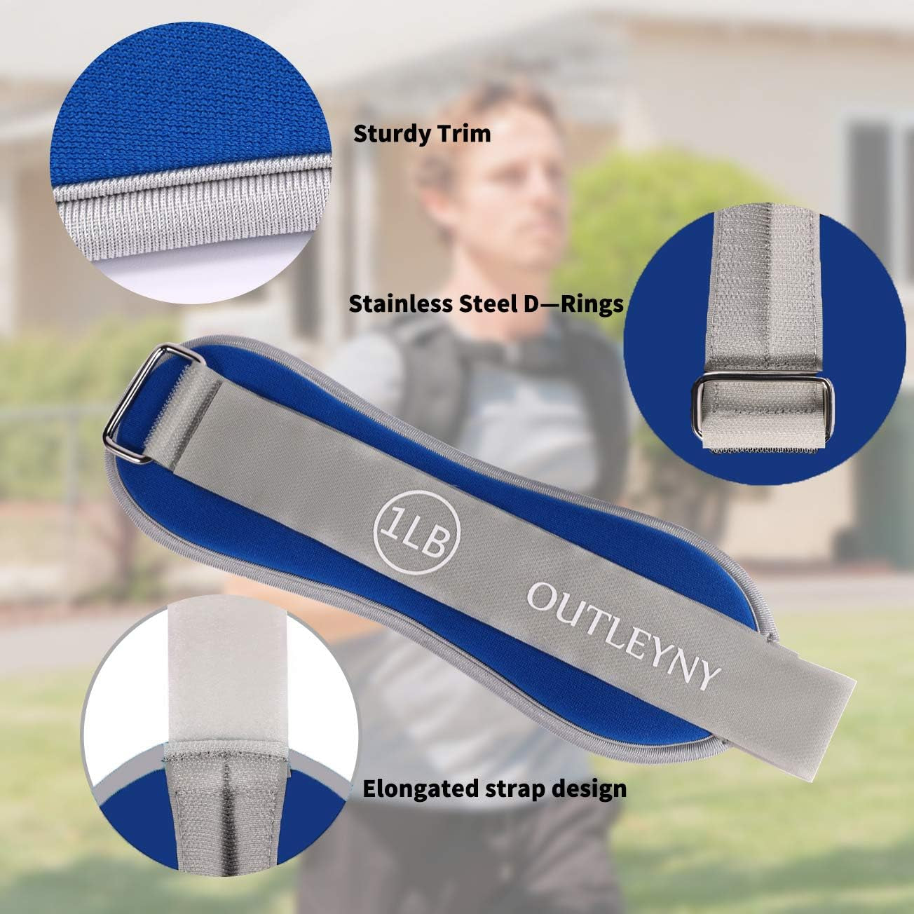 Wrist Weights Walking Hand Weights Arm Leg Weights for Men & Women - Fitness, Exercise, Walking, Jogging, Gymnastics, Aerobics, Gym, Physical Therapy (Blue-1Lbs(Each) X 2)