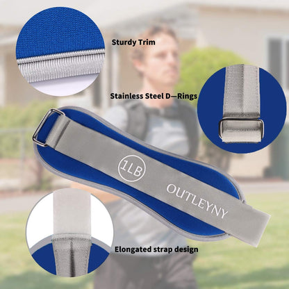 Wrist Weights Walking Hand Weights Arm Leg Weights for Men & Women - Fitness, Exercise, Walking, Jogging, Gymnastics, Aerobics, Gym, Physical Therapy (Blue-1Lbs(Each) X 2)