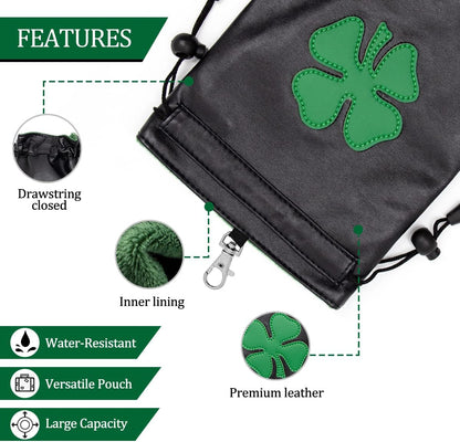 Golf Valuables Pouch,Golf Bag Pouch with Drawstrings Leather Tee Pouchs Bag for Men Women