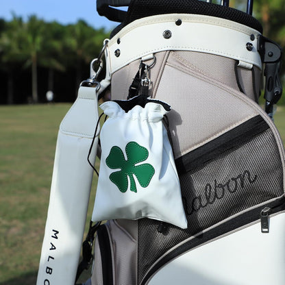 Golf Valuables Pouch,Golf Bag Pouch with Drawstrings Leather Tee Pouchs Bag for Men Women
